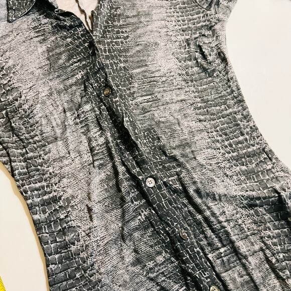 Michael Kors Gray Snake Print Button Up Shirt Dress Size 4 - Picture 4 of 6